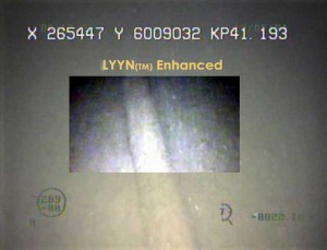 SubSea Figure1 ROV inspection of a pipeline in highly turbid water where the center of the image has been lyynified